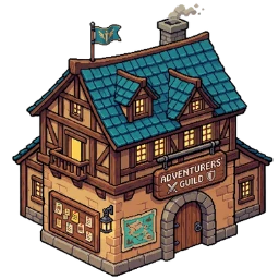 The Adventurers' Guild, one of the village buildings